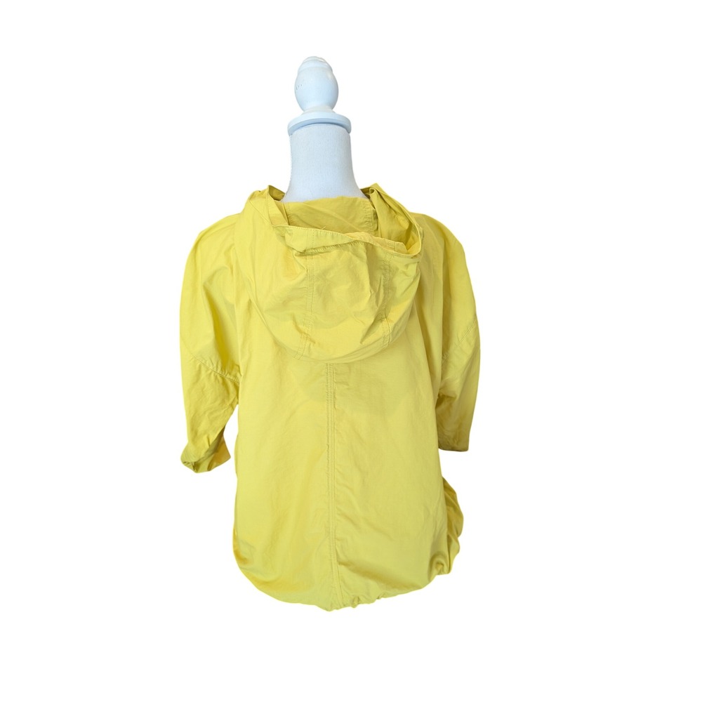 Eileen Fisher Yellow Windbreaker Jacket  Hooded Organic Cotton Nylon Large - Picture 2 of 11